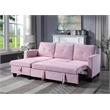 Pemberly Row Velvet Reversible Sleeper Sectional with Storage in Pink