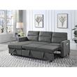 Pemberly Row Velvet Reversible Sleeper Sectional with Storage in Dark Gray