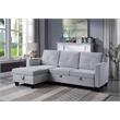 Pemberly Row Velvet Reversible Sleeper Sectional with Storage in Light Gray