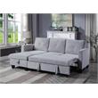 Pemberly Row Velvet Reversible Sleeper Sectional with Storage in Light Gray