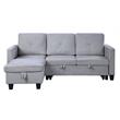 Pemberly Row Velvet Reversible Sleeper Sectional with Storage in Light Gray