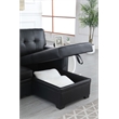 Pemberly Row Black Vegan Faux Leather Reversible Sleeper Sofa w/ Storage Chaise