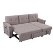 Pemberly Row Gray Fabric Reversible Sleeper Sofa USB Charger Storage Chaise
