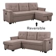 Pemberly Row Gray Fabric Reversible Sleeper Sofa USB Charger Storage Chaise