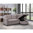 Pemberly Row Gray Fabric Reversible Sleeper Sofa USB Charger Storage Chaise