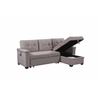 Pemberly Row Gray Fabric Reversible Sleeper Sofa USB Charger Storage Chaise
