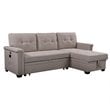 Pemberly Row Gray Fabric Reversible Sleeper Sofa USB Charger Storage Chaise