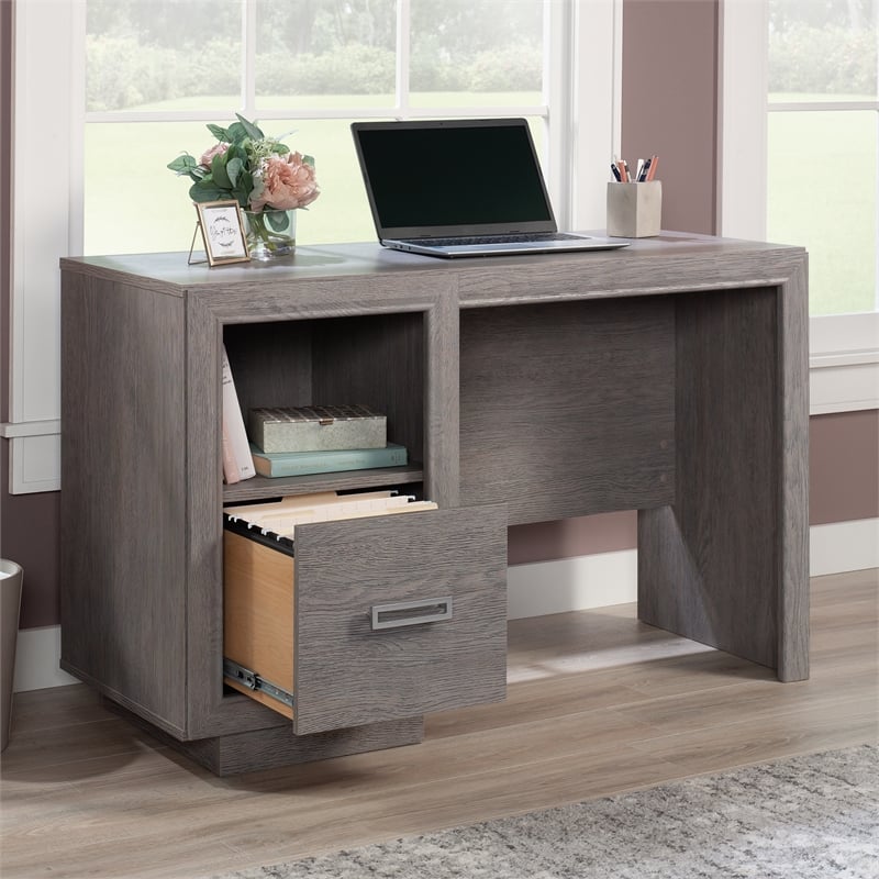 Pemberly Row Contemporary Engineered Wood Desk in Ashen Oak Finish