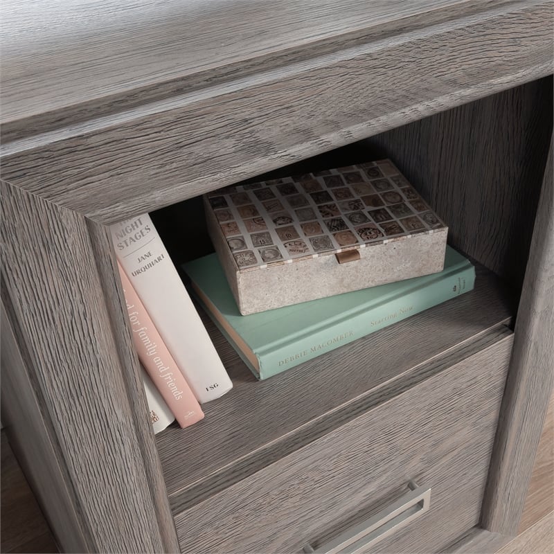 Pemberly Row Contemporary Engineered Wood Desk in Ashen Oak Finish