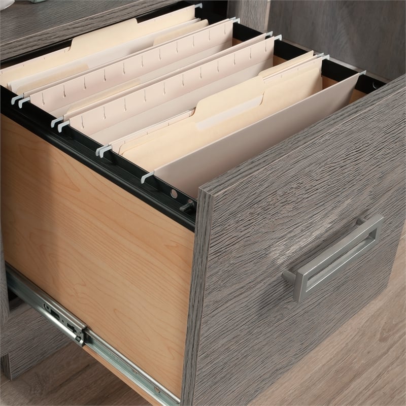 Pemberly Row Contemporary Engineered Wood Desk in Ashen Oak Finish