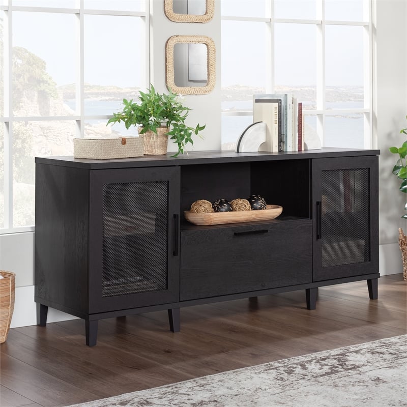 Pemberly Row Contemporary Engineered Wood Large Credenza in Raven Oak