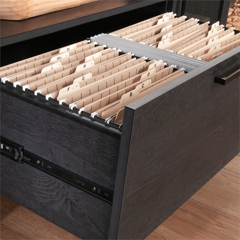 Pemberly Row Contemporary Engineered Wood Large Credenza in Raven Oak