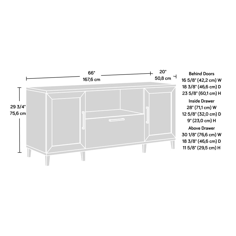 Pemberly Row Contemporary Engineered Wood Large Credenza in Raven Oak