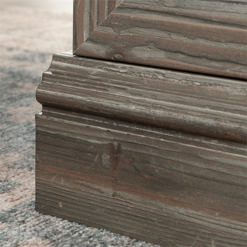 Pemberly Row Contemporary Engineered Wood L-Shaped Desk in Pebble Pine