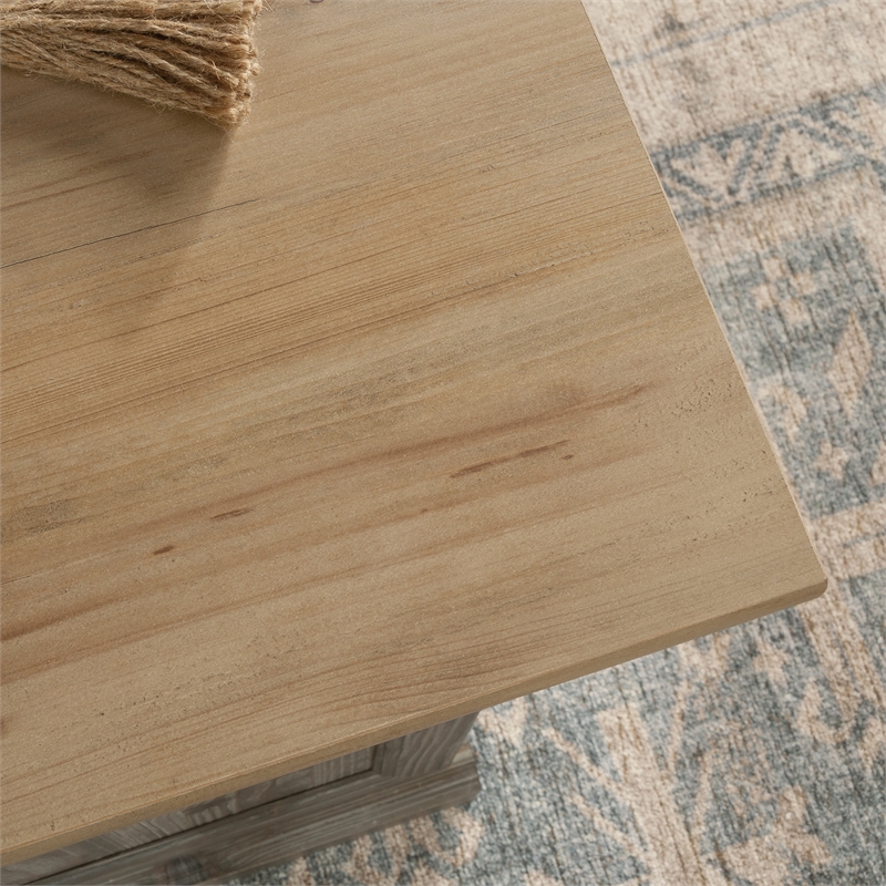 Pemberly Row Contemporary Engineered Wood L-Shaped Desk in Pebble Pine