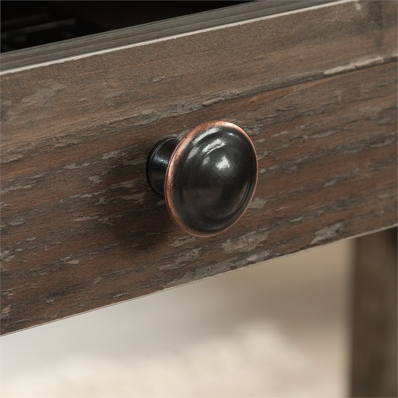 Pemberly Row Contemporary Engineered Wood L-Shaped Desk in Pebble Pine