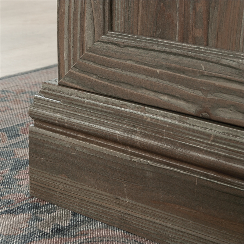 Pemberly Row Contemporary Engineered Wood Executive Desk in Pebble Pine