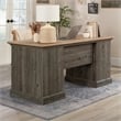 Pemberly Row Contemporary Engineered Wood Executive Desk in Pebble Pine