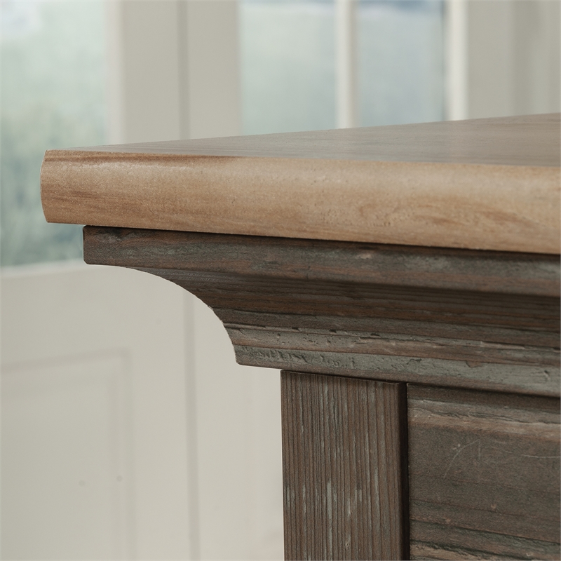 Pemberly Row Contemporary Engineered Wood Executive Desk in Pebble Pine