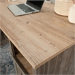 Pemberly Row Contemporary Engineered Wood Executive Desk in Pebble Pine