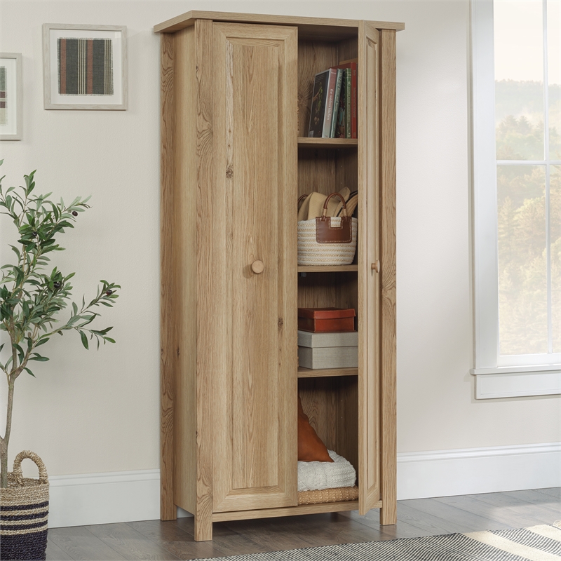 Pemberly Row Contemporary Engineered Wood Storage Cabinet in Timber Oak