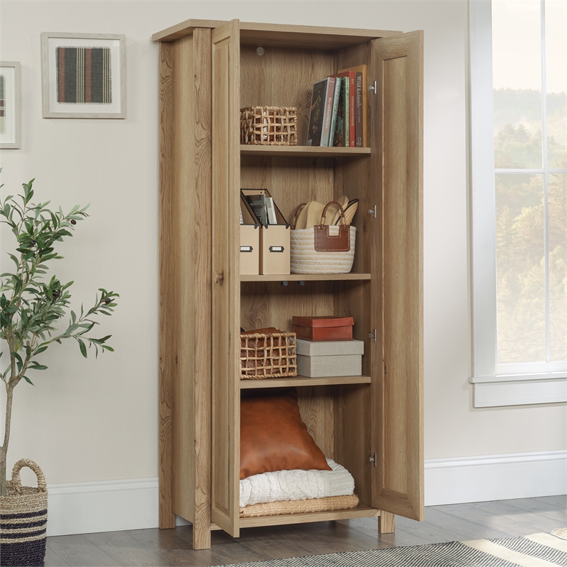 Pemberly Row Contemporary Engineered Wood Storage Cabinet in Timber Oak