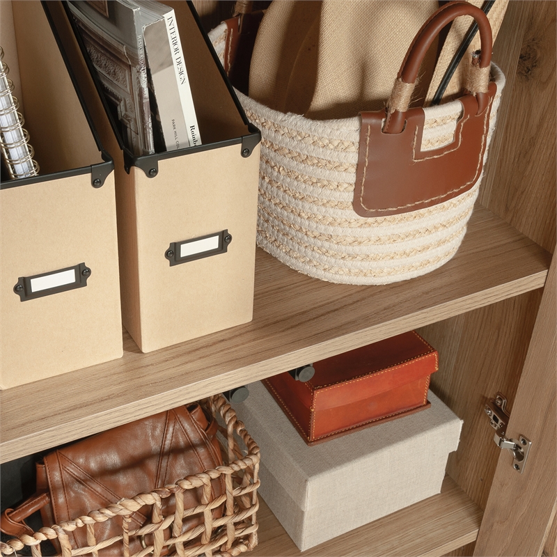 Pemberly Row Contemporary Engineered Wood Storage Cabinet in Timber Oak