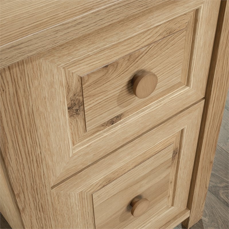 Pemberly Row Contemporary 1-Drawer Engineered Wood L-Desk in Timber Oak