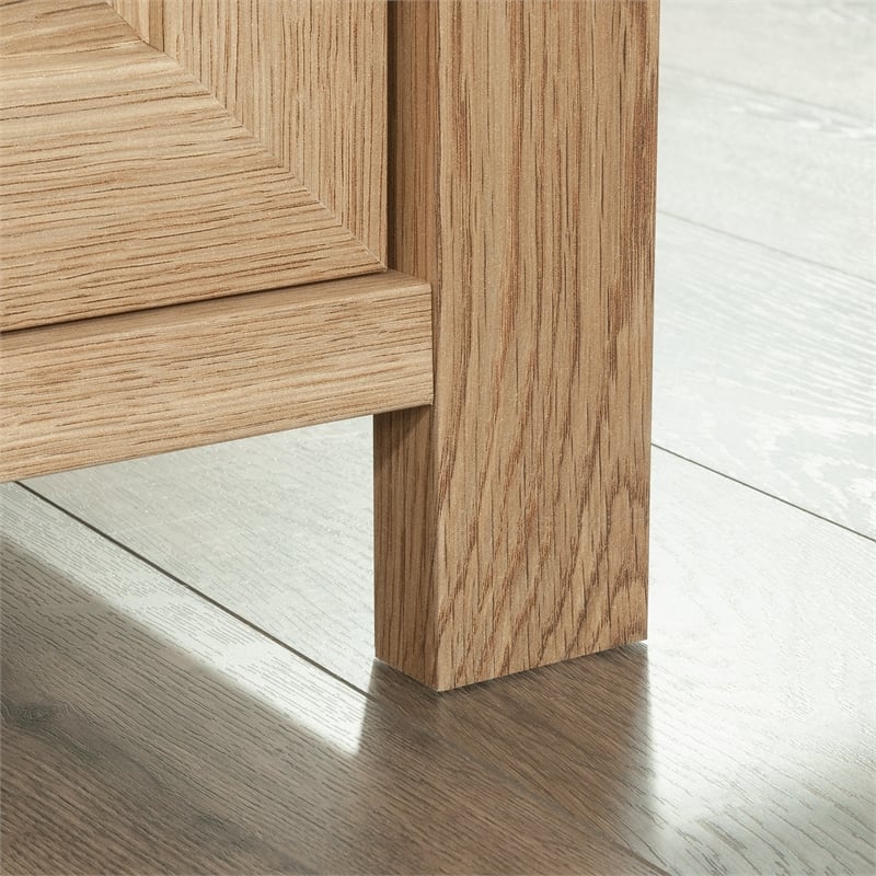 Pemberly Row Contemporary 1-Drawer Engineered Wood L-Desk in Timber Oak