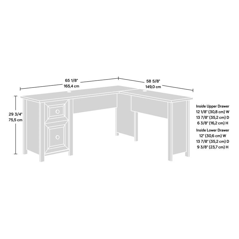 Pemberly Row Contemporary 1-Drawer Engineered Wood L-Desk in Timber Oak