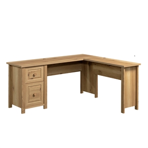 Pemberly Row Contemporary 1-Drawer Engineered Wood L-Desk in Timber Oak