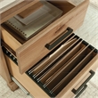 Pemberly Row Farmhouse Engineered Wood L-Desk in Timber Oak Finish