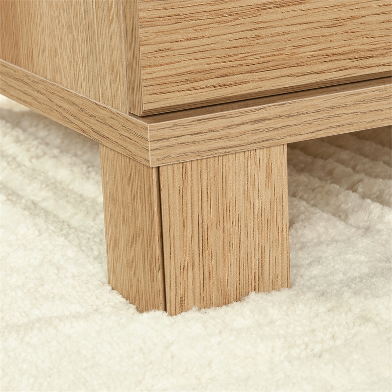 Pemberly Row Farmhouse Engineered Wood L-Desk in Timber Oak Finish