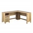 Pemberly Row Farmhouse Engineered Wood L-Desk in Timber Oak Finish