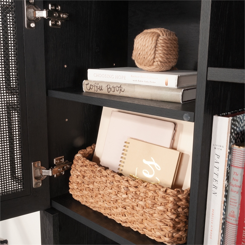 Pemberly Row Large Coastal Engineered Wood Hutch in Raven Oak