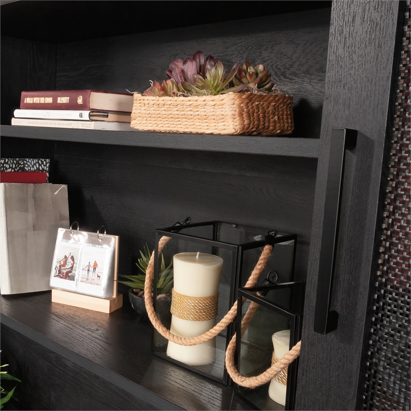 Pemberly Row Large Coastal Engineered Wood Hutch in Raven Oak