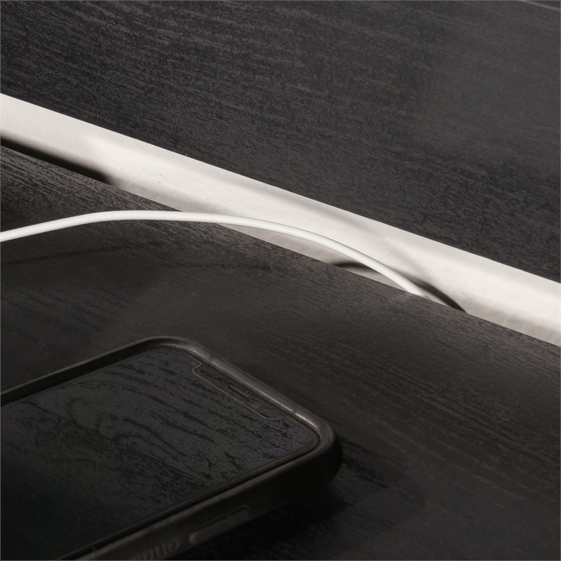 Pemberly Row Large Coastal Engineered Wood Hutch in Raven Oak