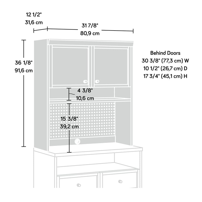 Pemberly Row Engineered Wood Storage Hutch in Mystic Oak Finish