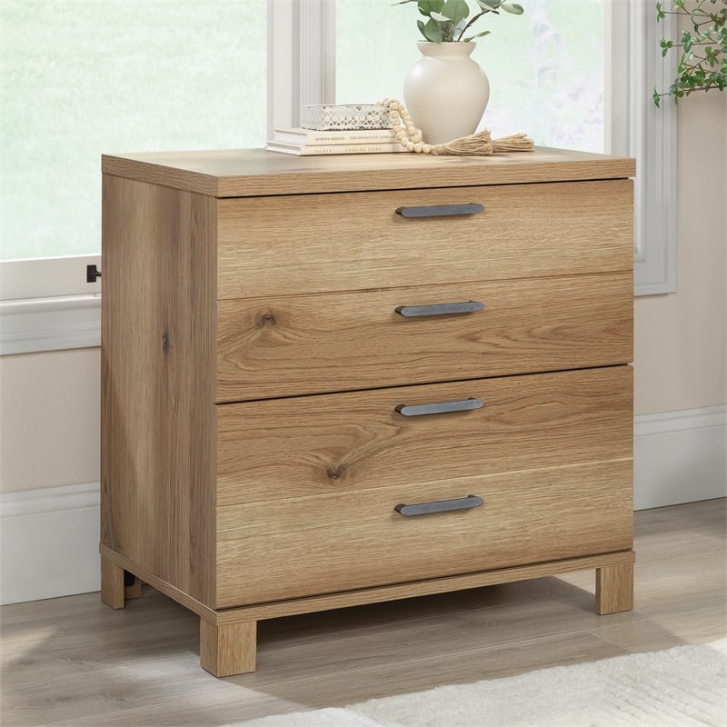 Pemberly Row Engineered Wood Lateral File Cabinet in Timber Oak