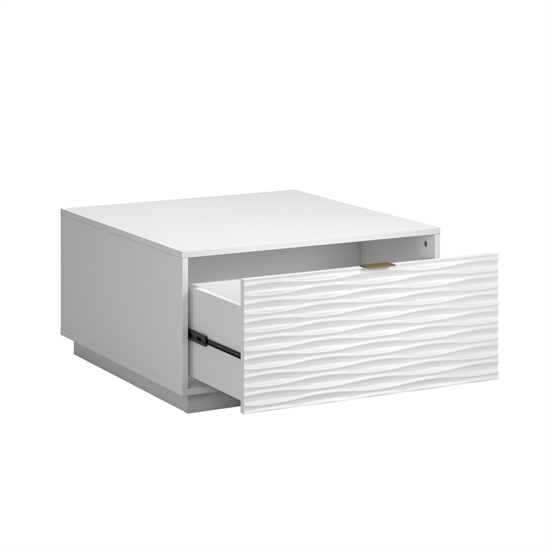 Pemberly Row Contemporary Engineered Wood Coffee Table in White