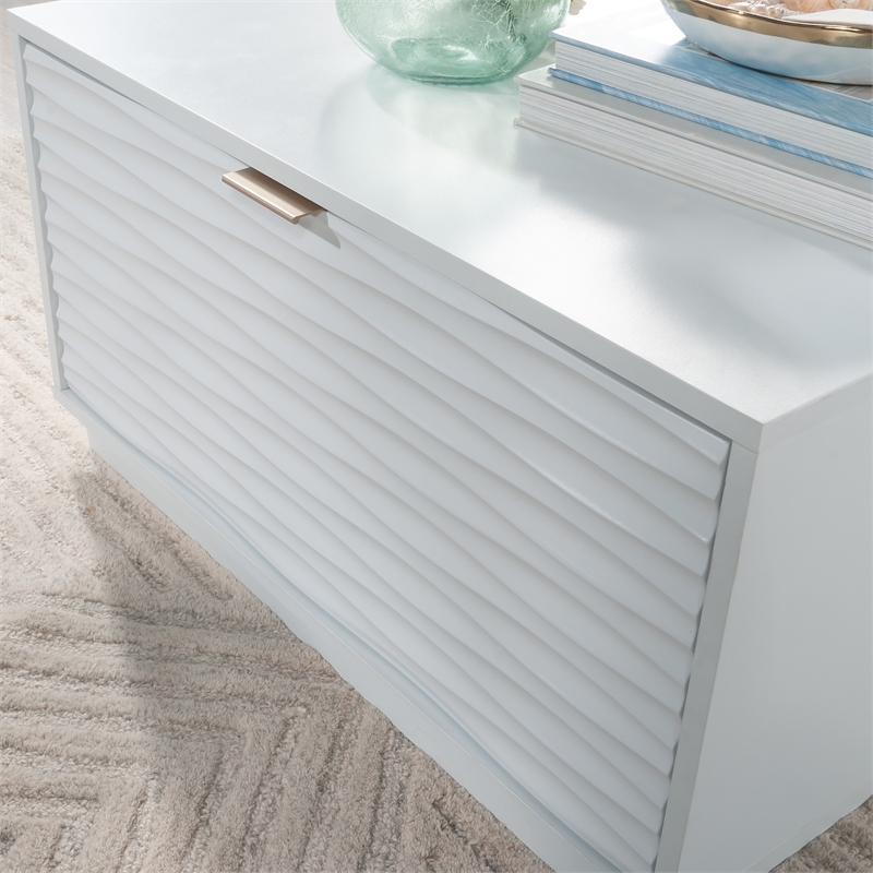 Pemberly Row Contemporary Engineered Wood Coffee Table in White