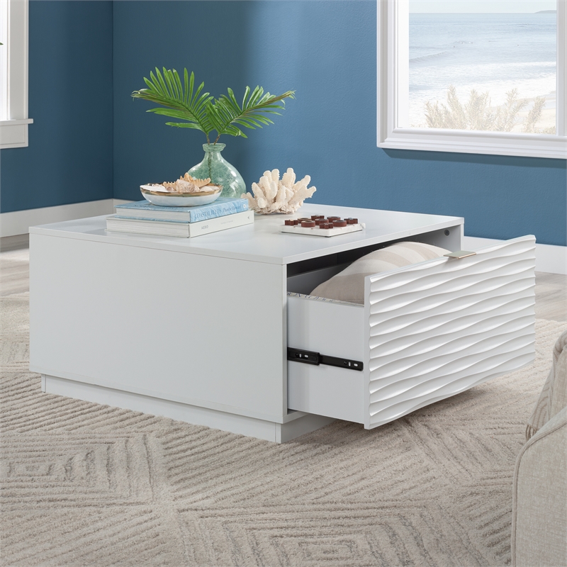 Pemberly Row Contemporary Engineered Wood Coffee Table in White