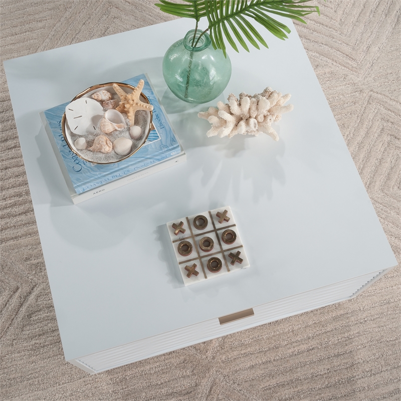 Pemberly Row Contemporary Engineered Wood Coffee Table in White