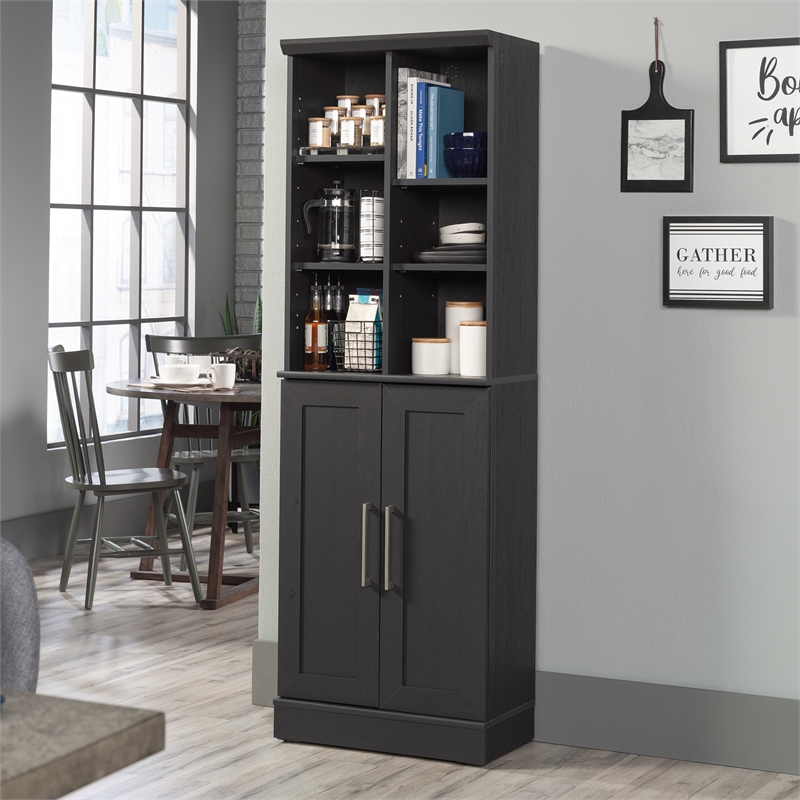 Pemberly Row Engineered Wood Storage Cabinet in Raven Oak Finish