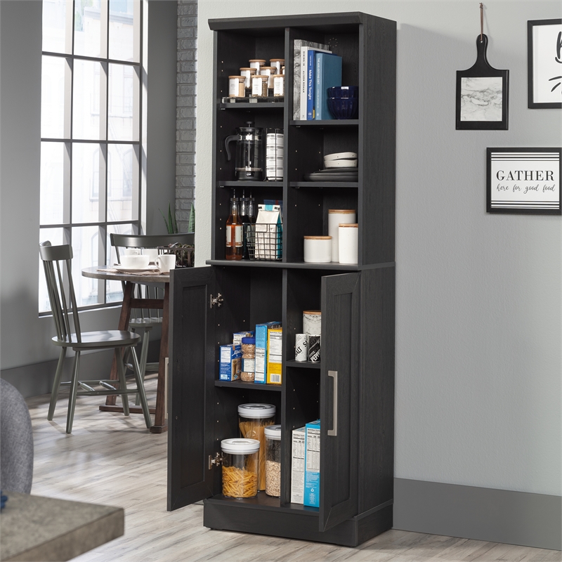 Pemberly Row Engineered Wood Storage Cabinet in Raven Oak Finish