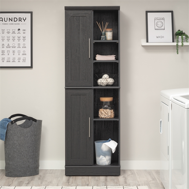 Pemberly Row Engineered Wood Storage Cabinet in Raven Oak Finish