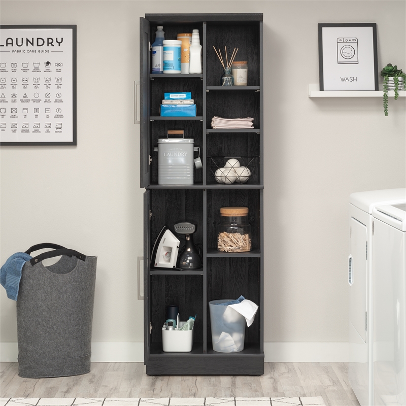 Pemberly Row Engineered Wood Storage Cabinet in Raven Oak Finish