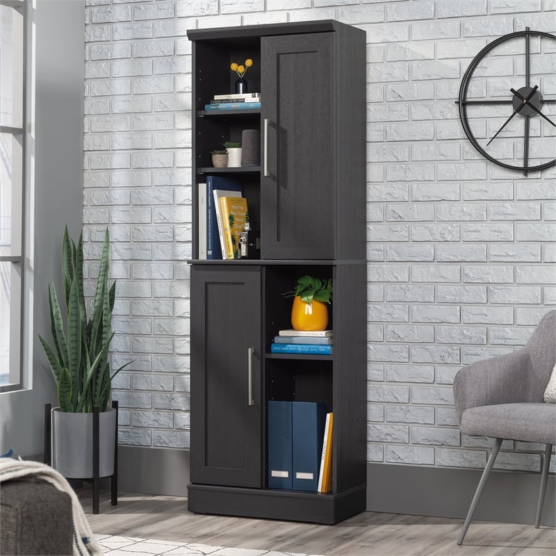 Pemberly Row Engineered Wood Storage Cabinet in Raven Oak Finish
