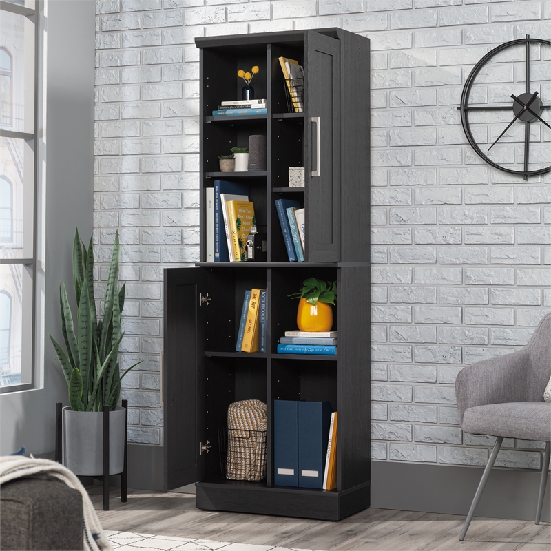 Pemberly Row Engineered Wood Storage Cabinet in Raven Oak Finish