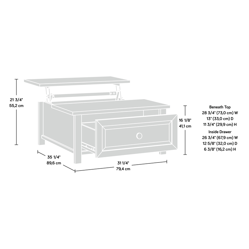 Pemberly Row Lift-Top Engineered Wood Coffee Table in Timber Oak